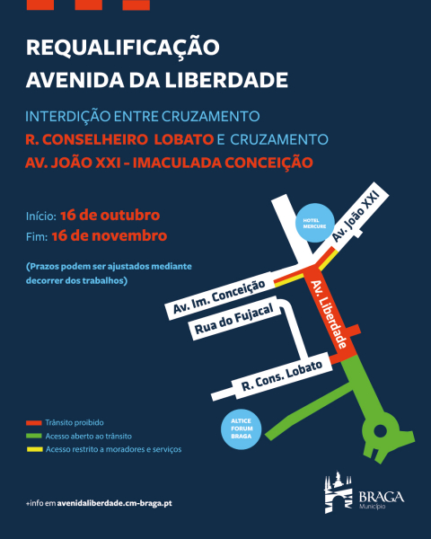 Condicionamentos de trânsito: Obras de requalificação da Avenida da Liberdade
