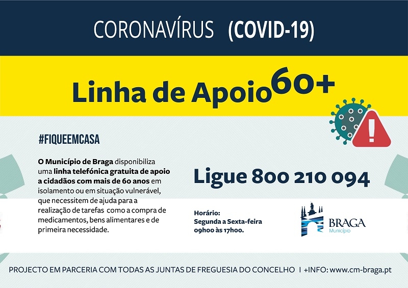 Município de Braga disponibiliza linha de apoio 60+