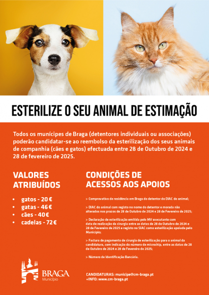 Município investe 20 mil euros em Campanha de Apoio à esterilização de animais de companhia